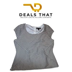 White House Black Market Top Black, White and Beige Stripes